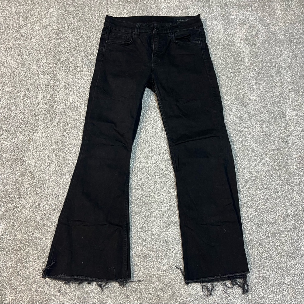 AllSaints Black Flare Wide Leg Jeans